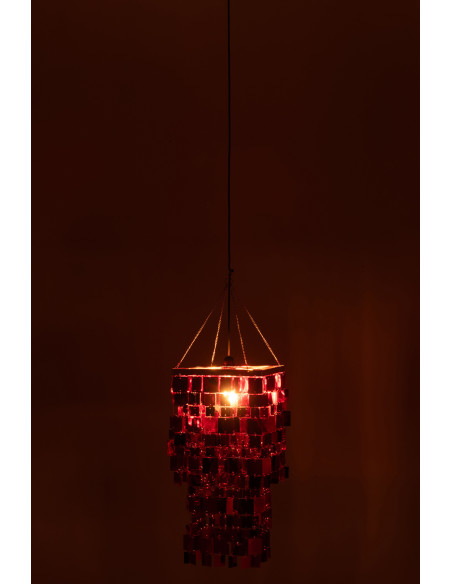 Abat-jour pour suspension Carrés Hauteur 60 cm en PVC Rouge Brillant Disco - 3