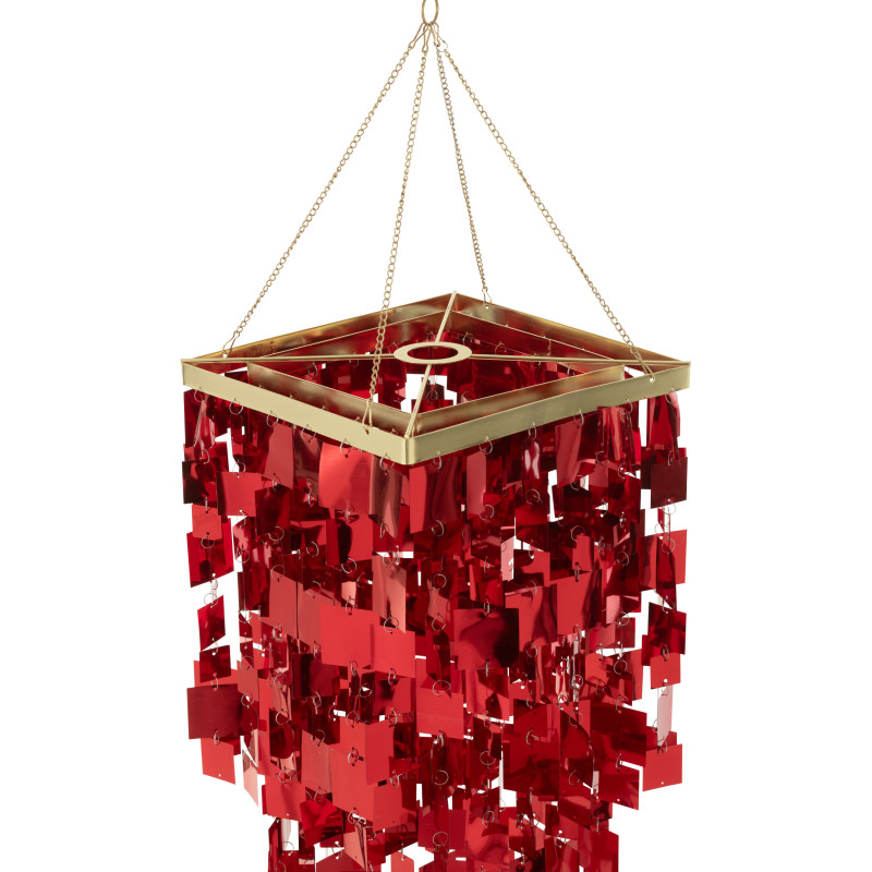 Abat-jour pour suspension Carrés Hauteur 60 cm en PVC Rouge Brillant Disco - 5