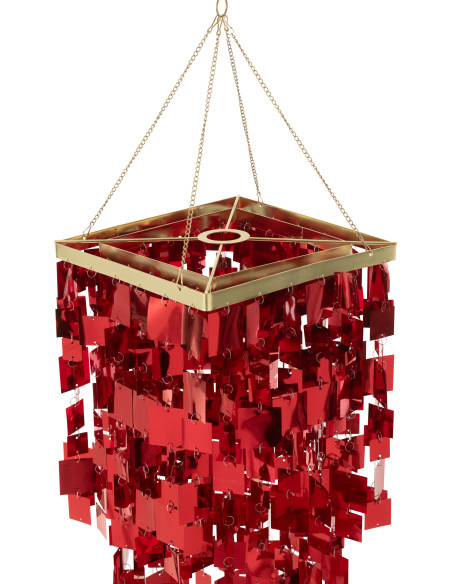 Abat-jour pour suspension Carrés Hauteur 60 cm en PVC Rouge Brillant Disco - 5