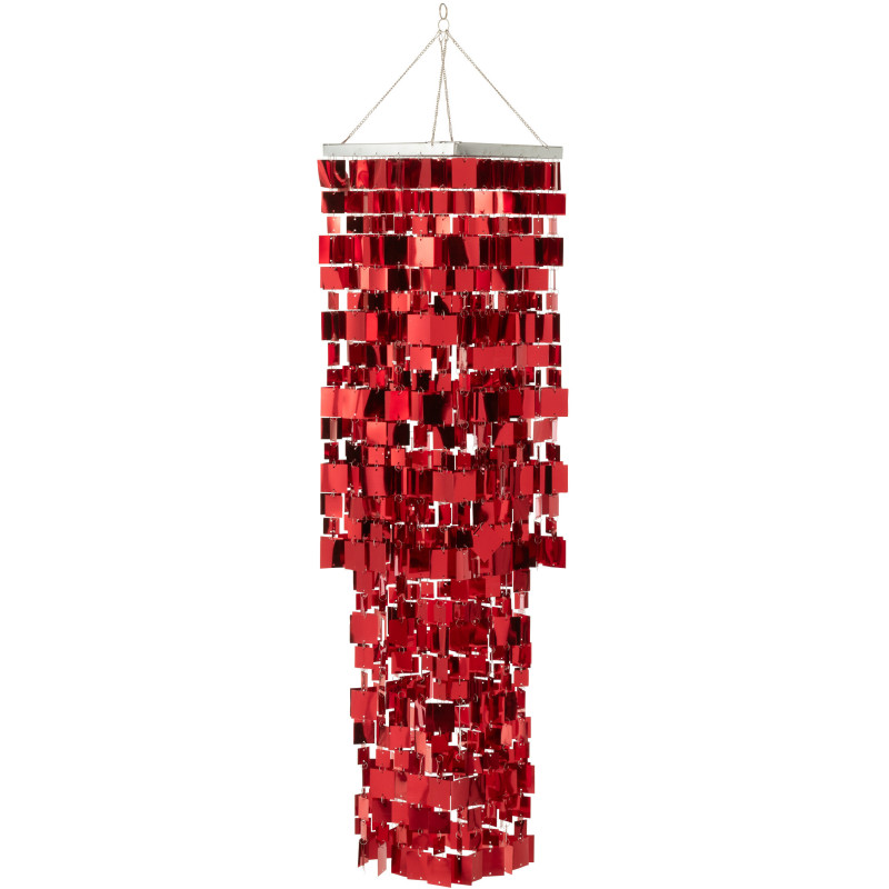 Grand Abat-jour pour suspension Carrés Hauteur 122 cm en PVC Rouge Brillant Disco - 1