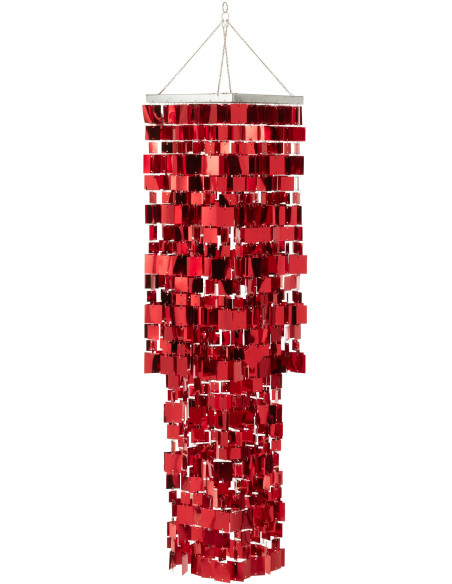 Grand Abat-jour pour suspension Carrés Hauteur 122 cm en PVC Rouge Brillant Disco - 1