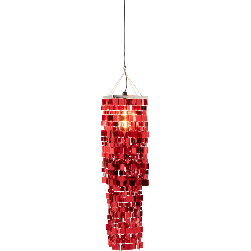 Grand Abat-jour pour suspension Carrés Hauteur 122 cm en PVC Rouge Brillant Disco - 2
