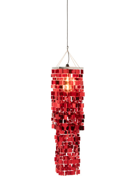 Grand Abat-jour pour suspension Carrés Hauteur 122 cm en PVC Rouge Brillant Disco - 2