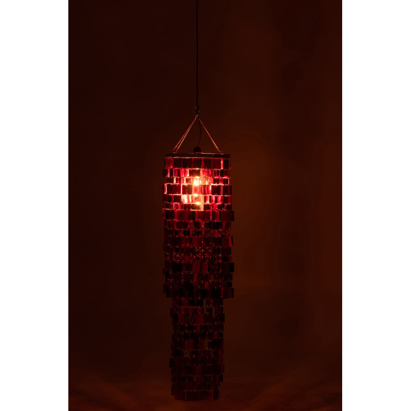 Grand Abat-jour pour suspension Carrés Hauteur 122 cm en PVC Rouge Brillant Disco - 3