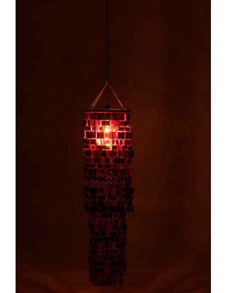 Grand Abat-jour pour suspension Carrés Hauteur 122 cm en PVC Rouge Brillant Disco - 3