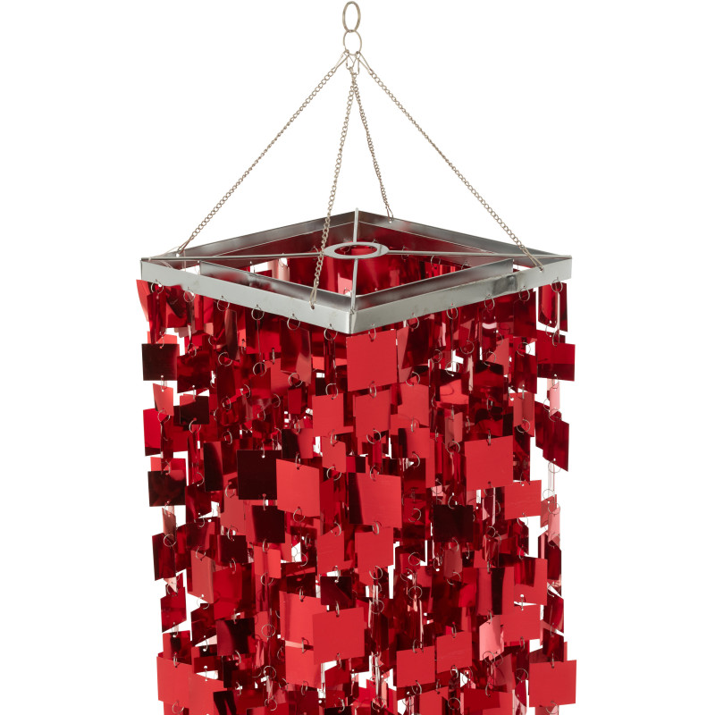 Grand Abat-jour pour suspension Carrés Hauteur 122 cm en PVC Rouge Brillant Disco - 5