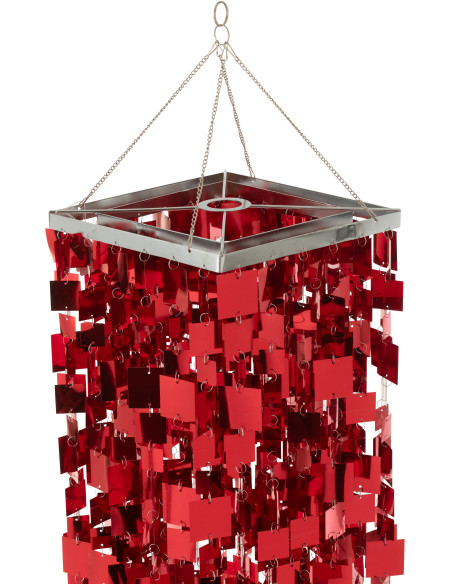 Grand Abat-jour pour suspension Carrés Hauteur 122 cm en PVC Rouge Brillant Disco - 5