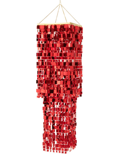 Grand Abat-jour pour suspension Carrés Hauteur 180 cm en PVC Rouge Brillant Disco - 1