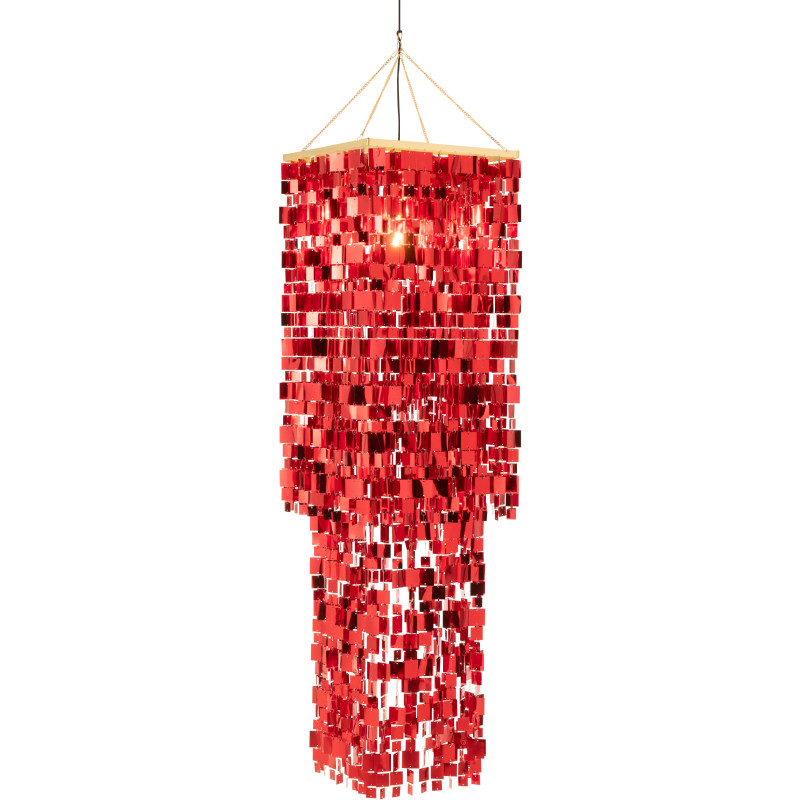 Grand Abat-jour pour suspension Carrés Hauteur 180 cm en PVC Rouge Brillant Disco - 2