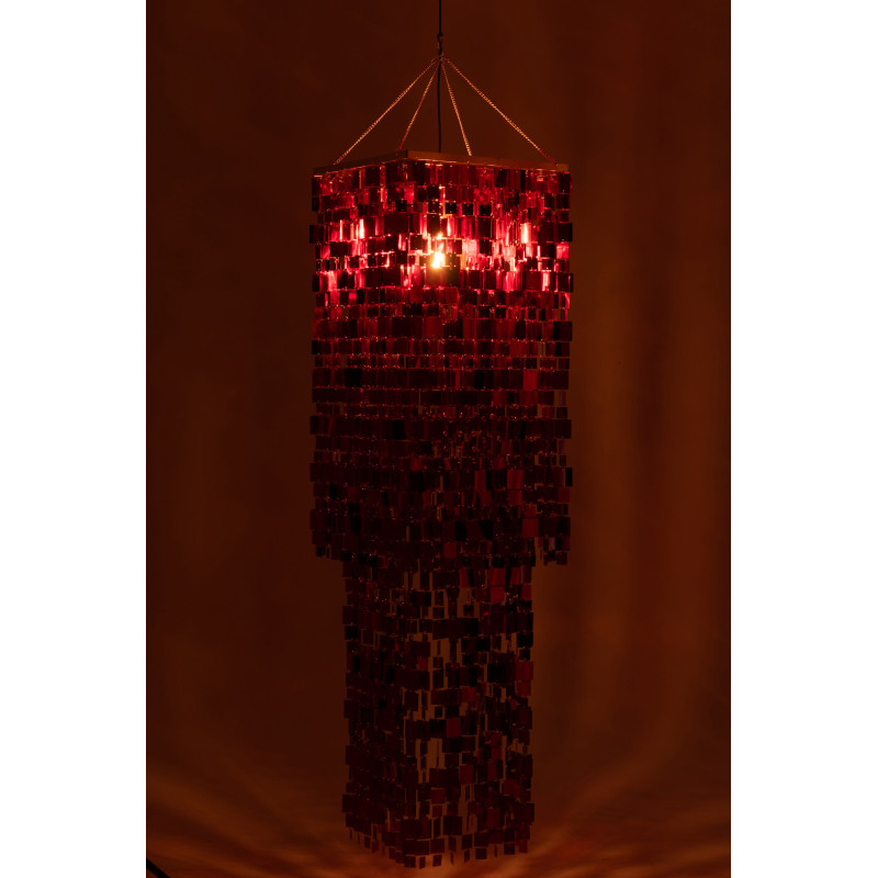 Grand Abat-jour pour suspension Carrés Hauteur 180 cm en PVC Rouge Brillant Disco - 3