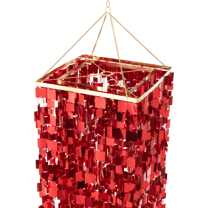 Grand Abat-jour pour suspension Carrés Hauteur 180 cm en PVC Rouge Brillant Disco - 5