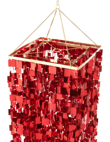 Grand Abat-jour pour suspension Carrés Hauteur 180 cm en PVC Rouge Brillant Disco - 5