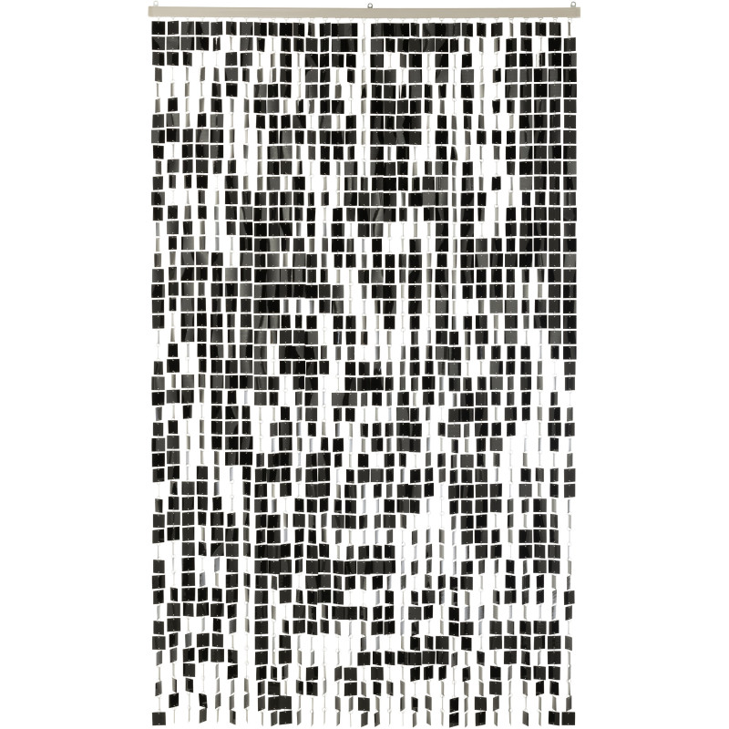 Rideau de porte déco Carrés 120x200 en PVC Noir Brillant Disco - 1