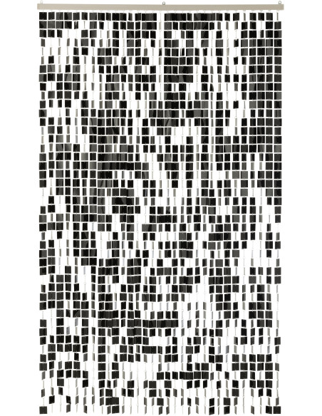 Rideau de porte déco Carrés 120x200 en PVC Noir Brillant Disco - 1