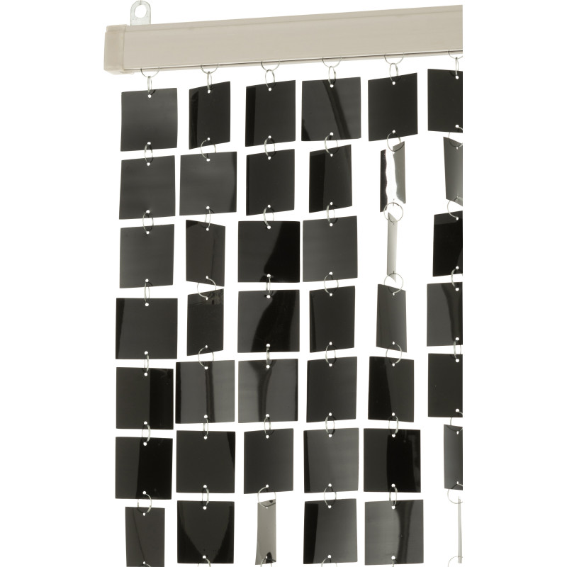 Rideau de porte déco Carrés 120x200 en PVC Noir Brillant Disco - 2