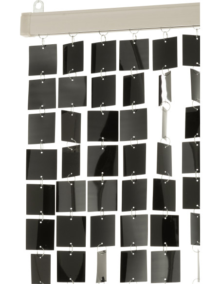 Rideau de porte déco Carrés 120x200 en PVC Noir Brillant Disco - 2