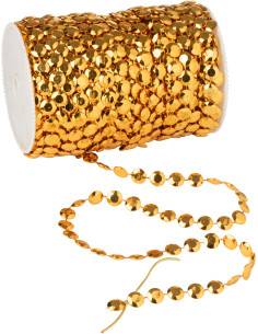 Rouleau de Guirlande Sequins ronds 30 mètres en Plastique Cuivré Glitino - 1