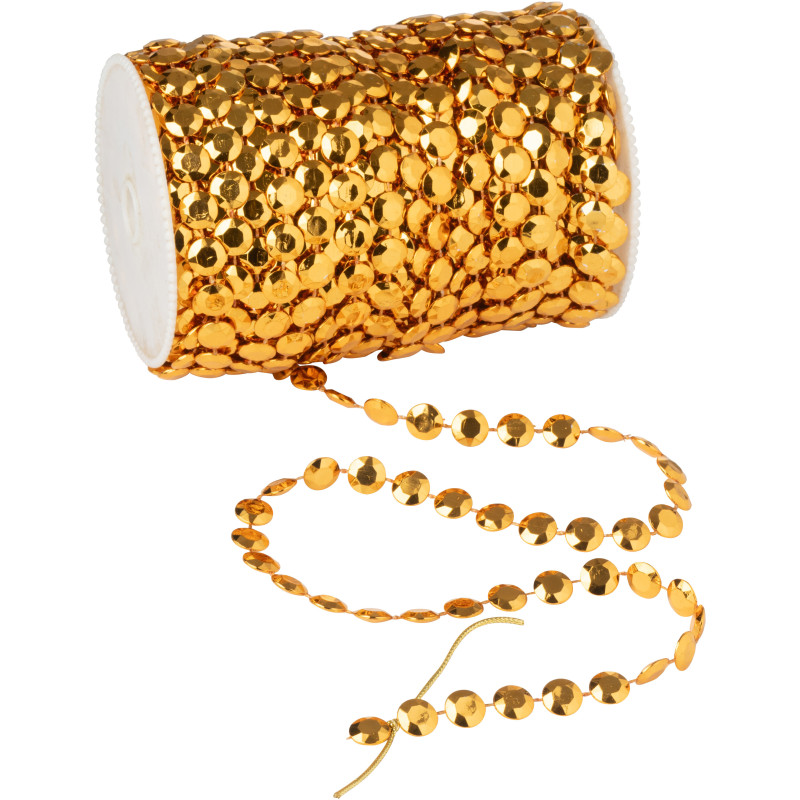 Rouleau de Guirlande Sequins ronds 30 mètres en Plastique Cuivré Glitino - 1