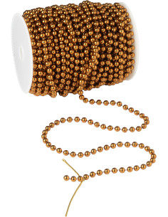 Rouleau de Guirlande Perles rondes 25 mètres en Plastique Marron Brillant Glitino - 1