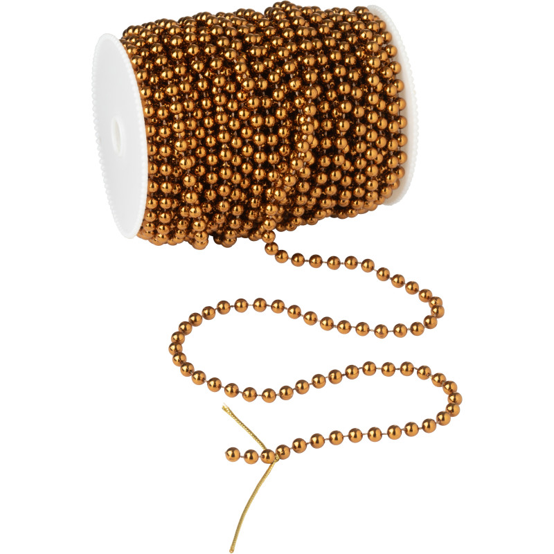 Rouleau de Guirlande Perles rondes 25 mètres en Plastique Marron Brillant Glitino - 1