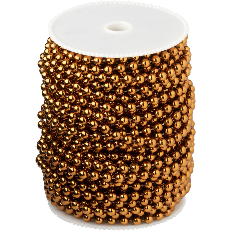 Rouleau de Guirlande Perles rondes 25 mètres en Plastique Marron Brillant Glitino - 2