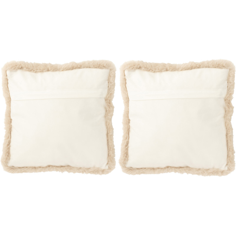 Coussin original Chat Carré 40x40 en Tissu Grège Blanc cassé Avec franges Wildora (Lot de 2) - 2