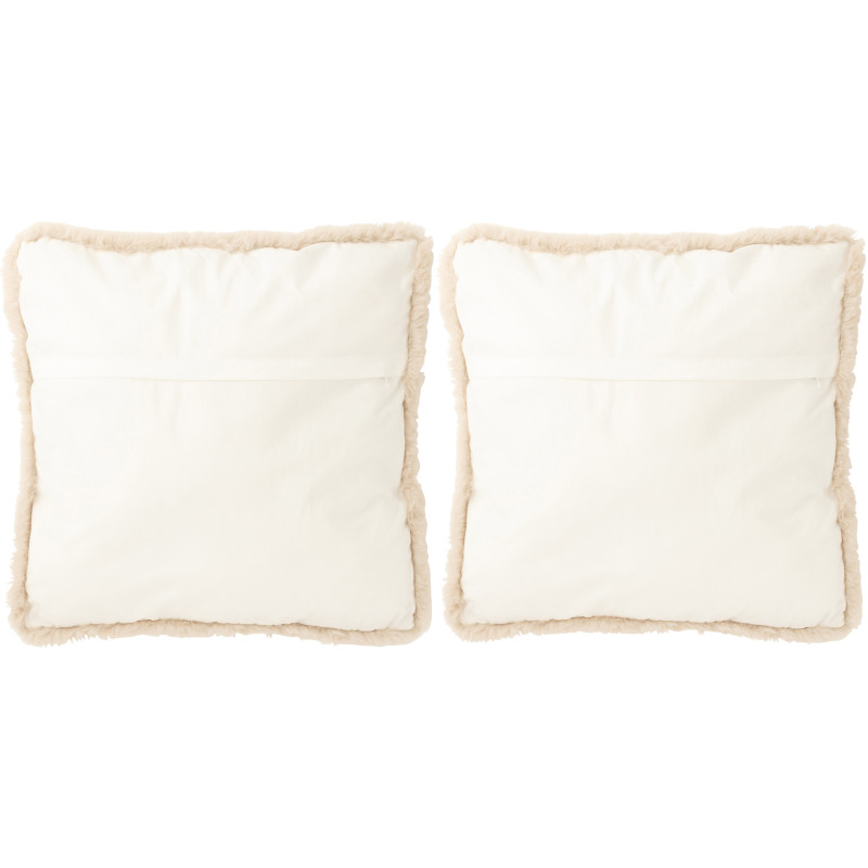 Grand Coussin original Chat Carré 60x60 en Tissu Grège Blanc cassé Avec franges Wildora (Lot de 2) - 2