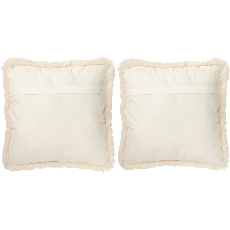 Coussin original Ours polaire Carré 40x40 en Tissu Blanc cassé Beige Avec franges Wildora (Lot de 2) - 2