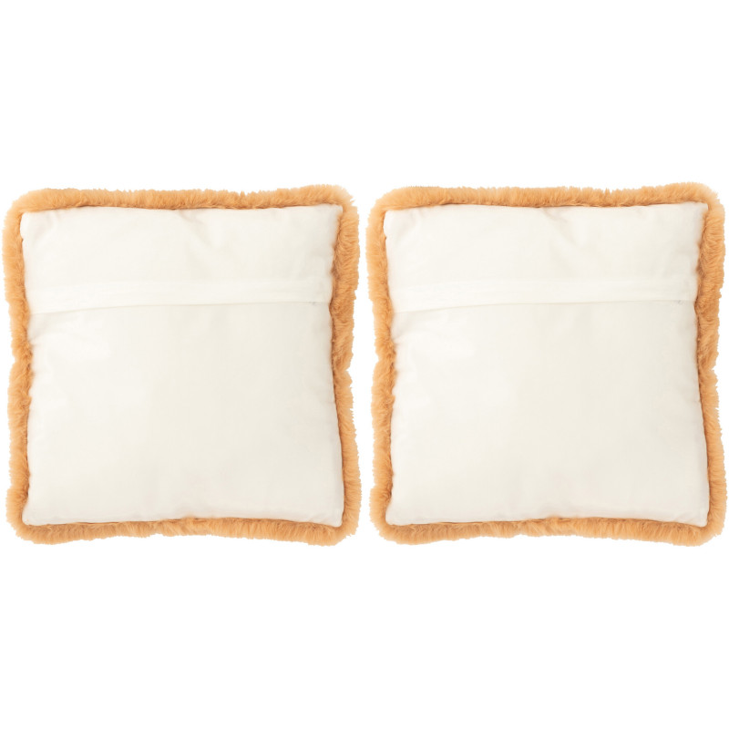 Coussin original Chien Carré 40x40 en Tissu Marron Beige Avec franges Wildora (Lot de 2) - 2