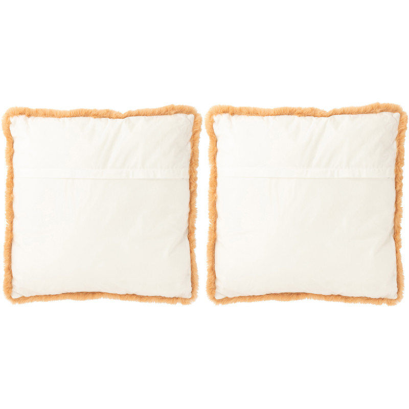 Grand Coussin original Chien Carré 60x60 en Tissu Marron Beige Avec franges Wildora (Lot de 2) - 2