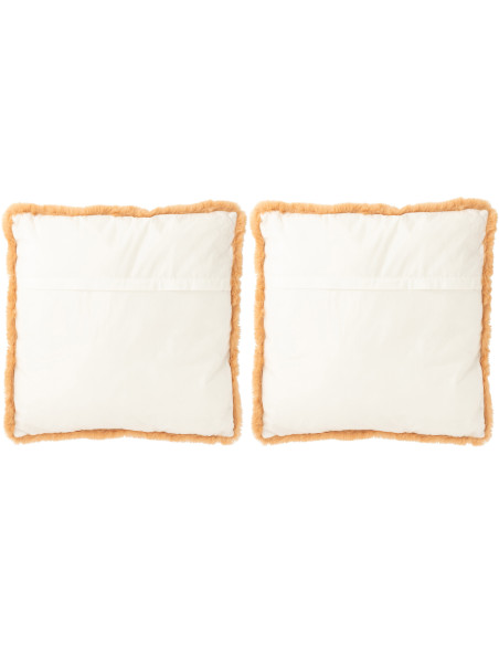 Grand Coussin original Chien Carré 60x60 en Tissu Marron Beige Avec franges Wildora (Lot de 2) - 2