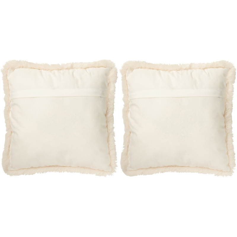 Coussin original Yack Carré 40x40 en Tissu Blanc cassé Marron Avec franges Wildora (Lot de 2) - 2
