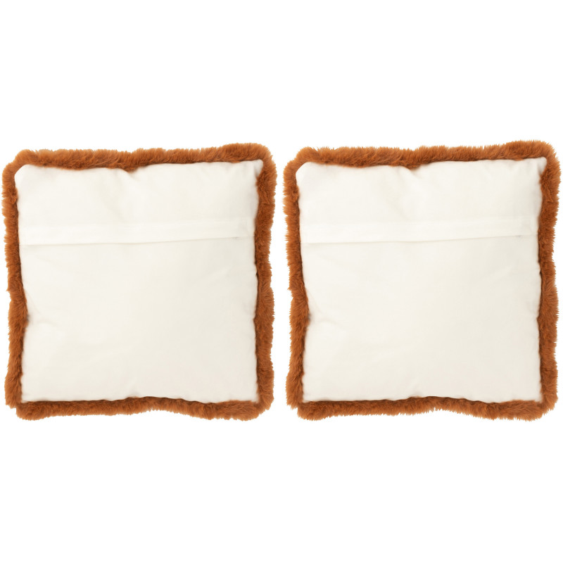 Coussin original Écureuil Carré 40x40 en Tissu Marron Blanc cassé Avec franges Wildora (Lot de 2) - 2