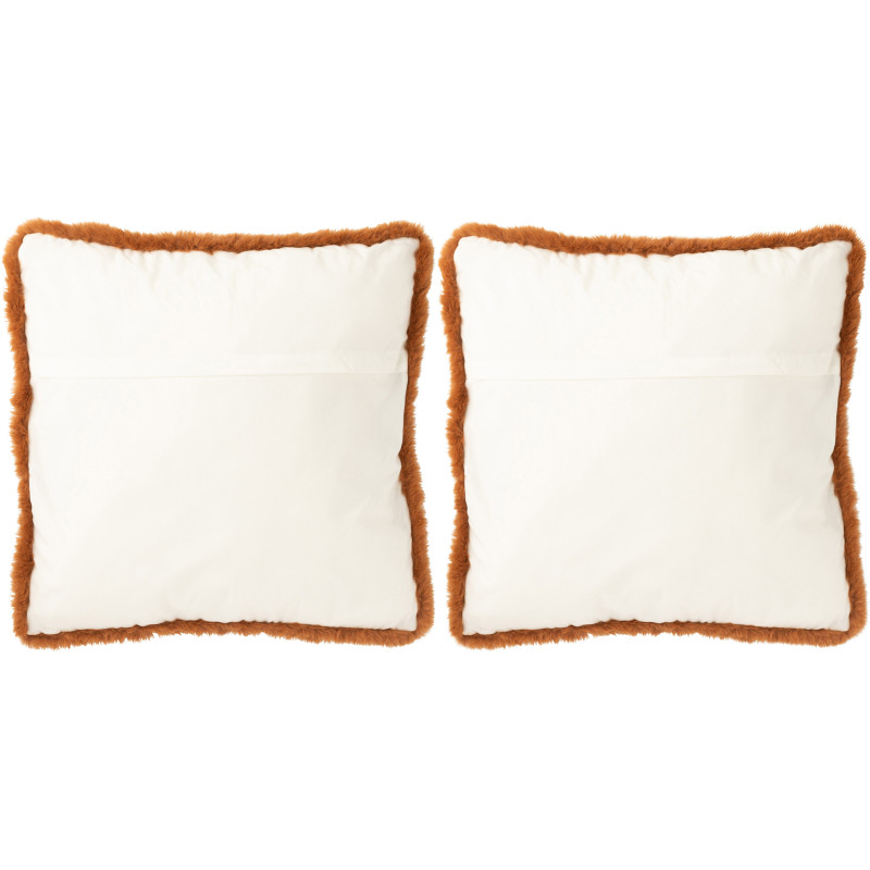 Grand Coussin original Écureuil Carré 60x60 en Tissu Marron Blanc cassé Avec franges Wildora (Lot de 2) - 3