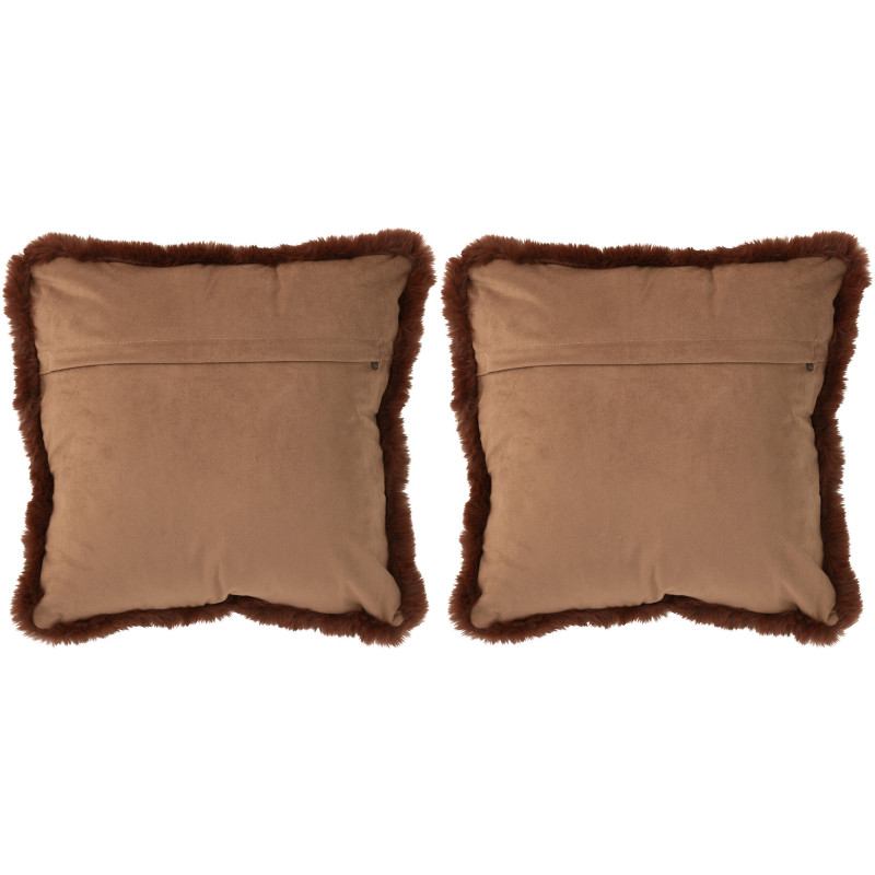 Coussin original Cheval Carré 40x40 en Tissu Marron Noir Avec franges Wildora (Lot de 2) - 3