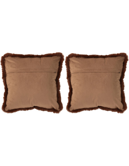 Coussin original Cheval Carré 40x40 en Tissu Marron Noir Avec franges Wildora (Lot de 2) - 3