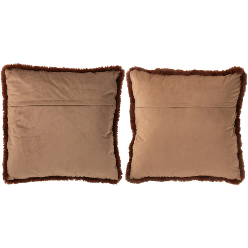 Grand Coussin original Cheval Carré 60x60 en Tissu Marron Noir Avec franges Wildora (Lot de 2) - 3