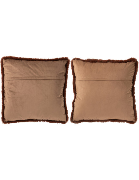 Grand Coussin original Cheval Carré 60x60 en Tissu Marron Noir Avec franges Wildora (Lot de 2) - 3