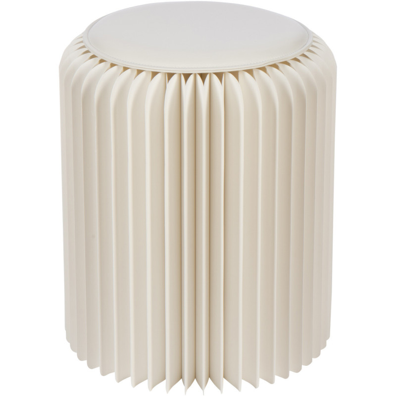 Tabouret pouf original pliant en Papier Blanc cassé Origia - 1