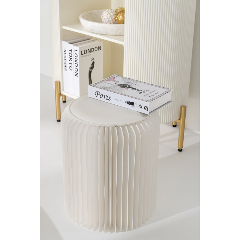 Tabouret pouf original pliant en Papier Blanc cassé Origia - 2