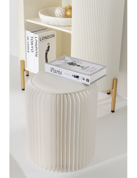 Tabouret pouf original pliant en Papier Blanc cassé Origia - 2