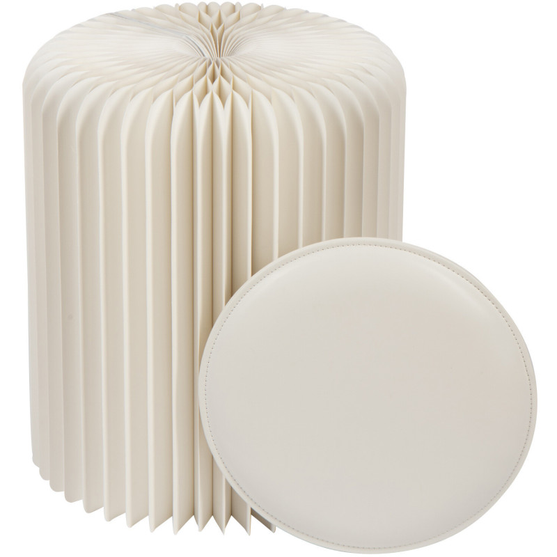 Tabouret pouf original pliant en Papier Blanc cassé Origia - 3