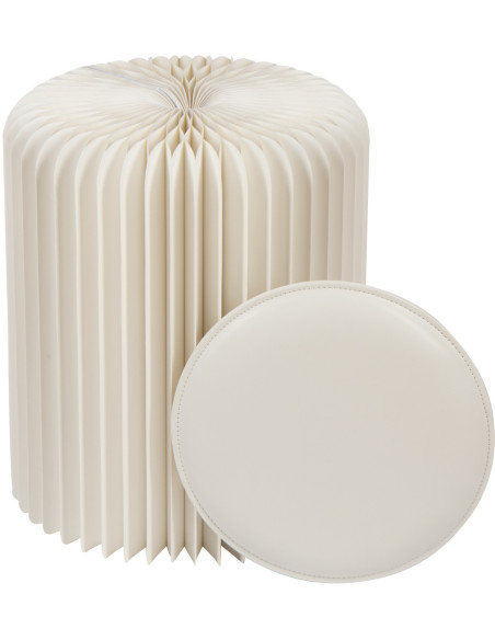 Tabouret pouf original pliant en Papier Blanc cassé Origia - 3