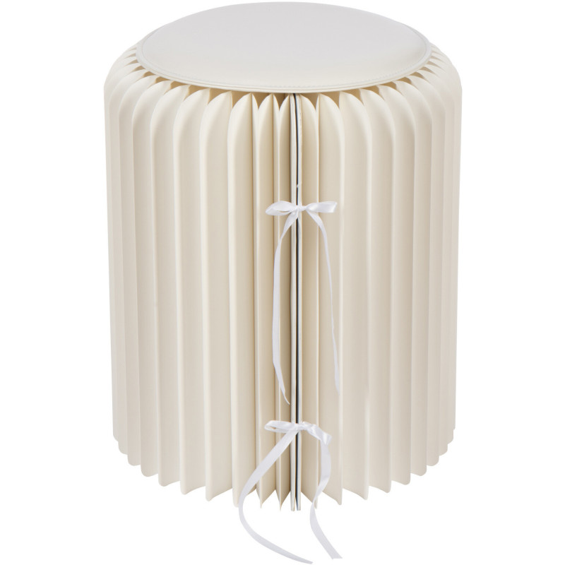 Tabouret pouf original pliant en Papier Blanc cassé Origia - 4