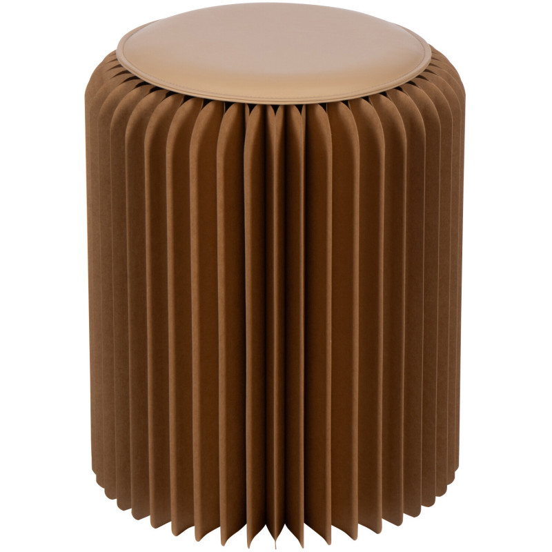 Tabouret pouf original pliant en Papier Marron camel Origia - 1