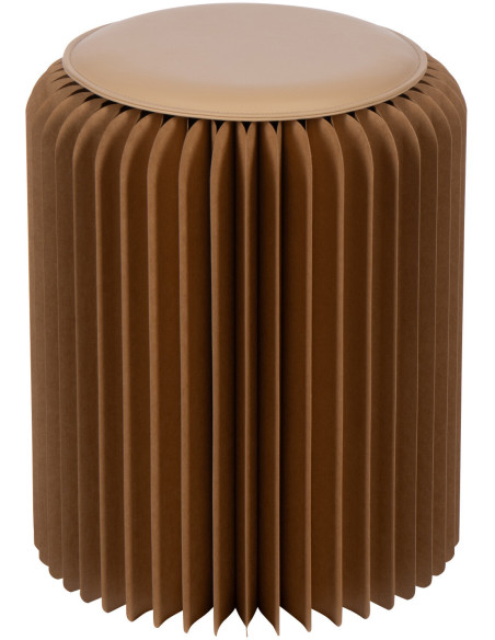 Tabouret pouf original pliant en Papier Marron camel Origia - 1