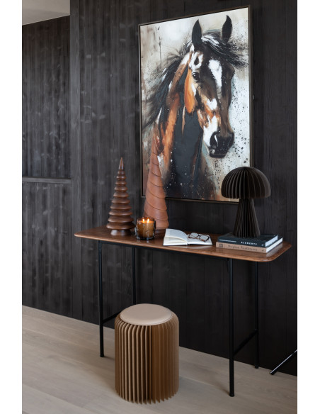 Tabouret pouf original pliant en Papier Marron camel Origia - 2