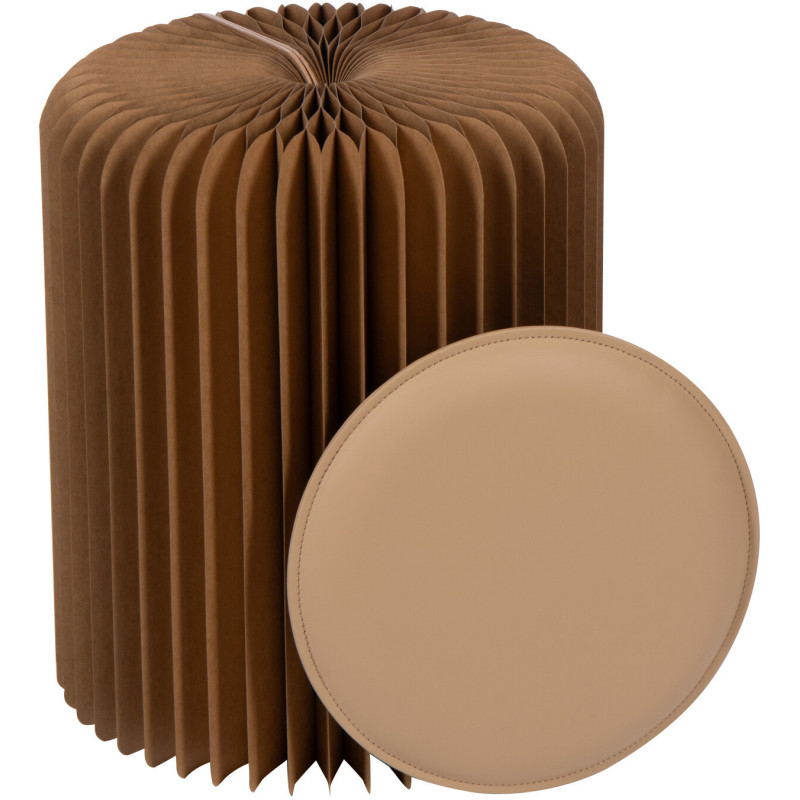 Tabouret pouf original pliant en Papier Marron camel Origia - 3