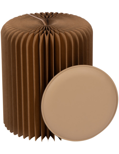 Tabouret pouf original pliant en Papier Marron camel Origia - 3