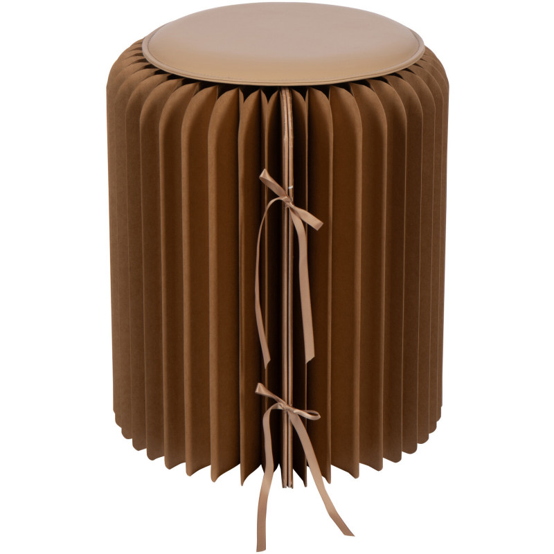 Tabouret pouf original pliant en Papier Marron camel Origia - 4